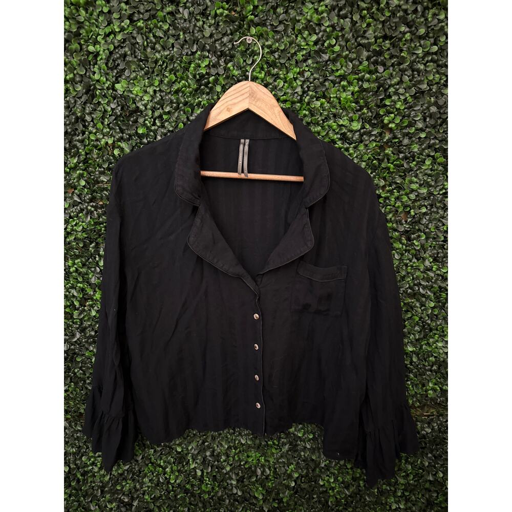Anthropologie, Black Ruffle Pajama Top, Women’s Size L